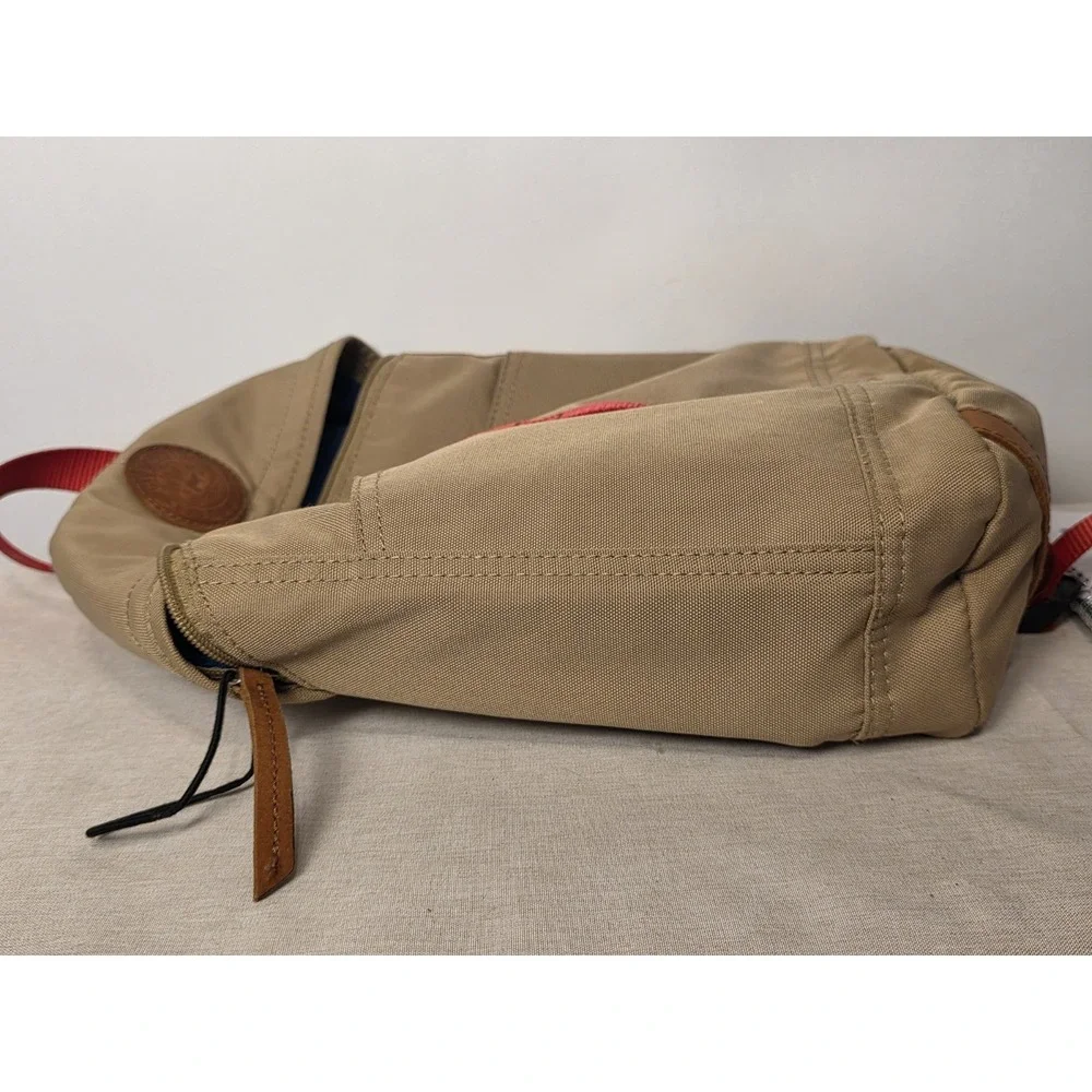 WILL LEATHER GOODS Backpack Tan Canvas Red leather Campus bag Laptop Sleeve